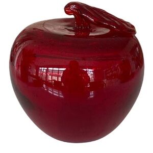 Candy Red Art Glass Apple Paperweight